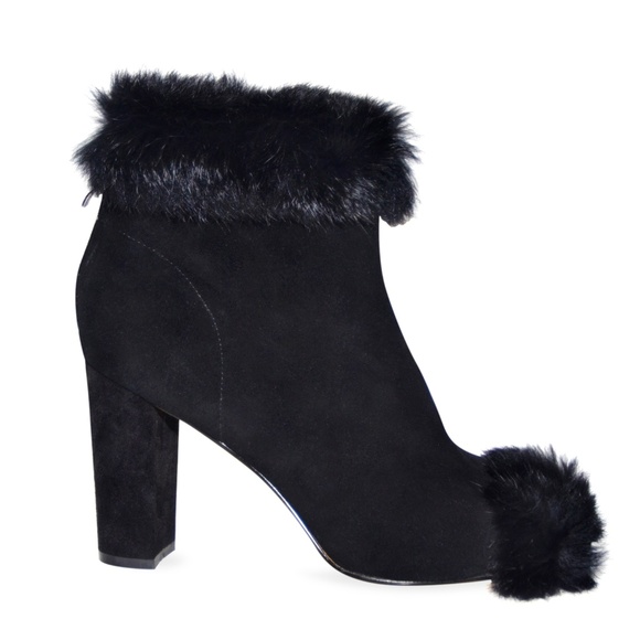 Harper Peep Toe Large Size Ostrich Ankle Bootie - Picture 1 of 3